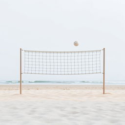 A minimalistic depiction of a school beach volleyball scene, focusing on simplicity and elegance