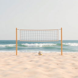 A minimalistic depiction of a beach volleyball scene, focusing on simplicity and elegance