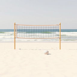 A minimalistic depiction of a beach volleyball scene, focusing on simplicity and elegance