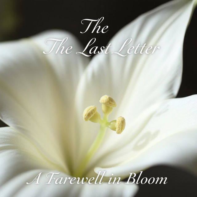 A close-up shot of a single white lily, with delicate petals and visible stamen in sharp focus