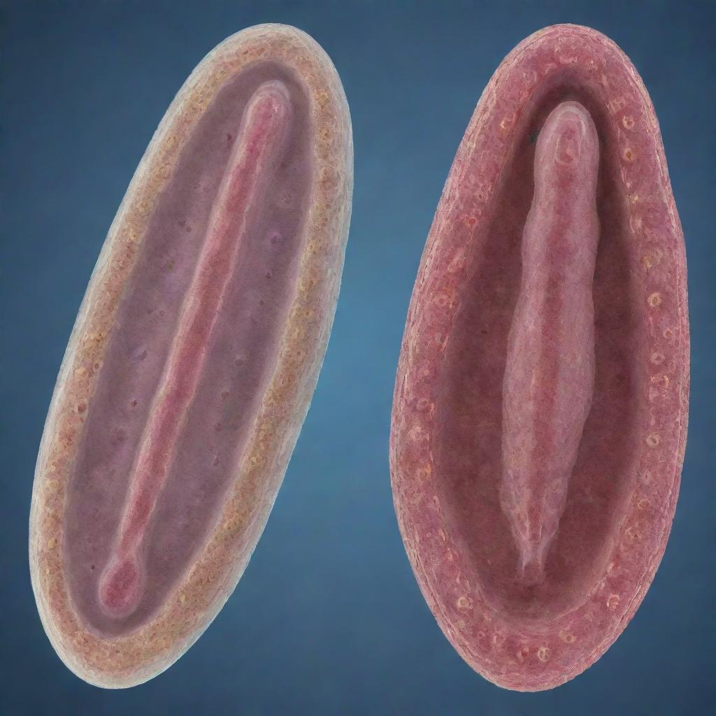 A detailed illustration showing a paramecium and a chlamydomonas with their respective external and internal structures visible. The image should be clear and biologically accurate.