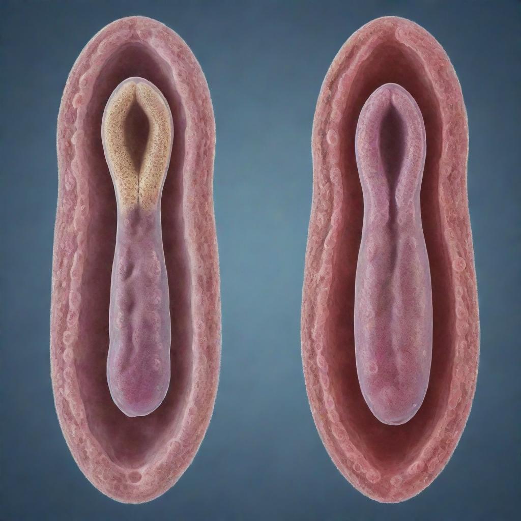 A detailed illustration showing a paramecium and a chlamydomonas with their respective external and internal structures visible. The image should be clear and biologically accurate.