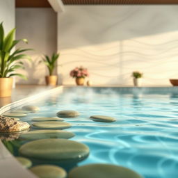 A book cover background featuring a serene hydrotherapy scene