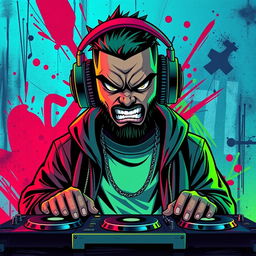 A bold and edgy avatar for a beatmaker, showcasing a striking image that captures the essence of music production