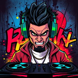 A bold and edgy avatar for a beatmaker, showcasing a striking image that captures the essence of music production