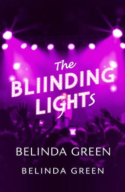 A captivating romance novel cover featuring vibrant purple and bright lights reminiscent of a rock concert atmosphere