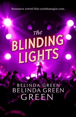 A captivating romance novel cover featuring vibrant purple and bright lights reminiscent of a rock concert atmosphere