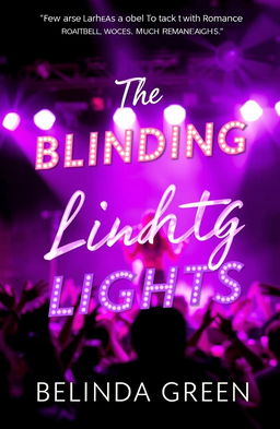 A captivating romance novel cover featuring vibrant purple and bright lights reminiscent of a rock concert atmosphere