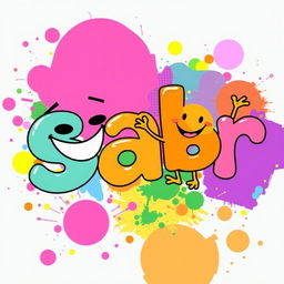 A whimsical and cheeky representation of the word 'sabr' with vibrant colors and playful typography