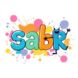 A whimsical and cheeky representation of the word 'sabr' with vibrant colors and playful typography