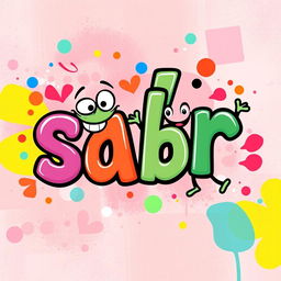 A whimsical and cheeky representation of the word 'sabr' with vibrant colors and playful typography