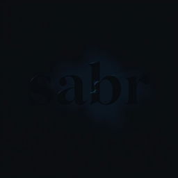 A sleek and moody representation of the word 'sabr' using dark, rich colors like deep blues, blacks, and dark purples