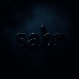 A sleek and moody representation of the word 'sabr' using dark, rich colors like deep blues, blacks, and dark purples