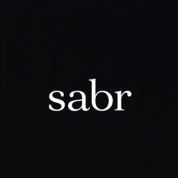 A sleek and moody representation of the word 'sabr' using dark, rich colors like deep blues, blacks, and dark purples for the background