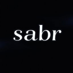 A sleek and moody representation of the word 'sabr' using dark, rich colors like deep blues, blacks, and dark purples for the background