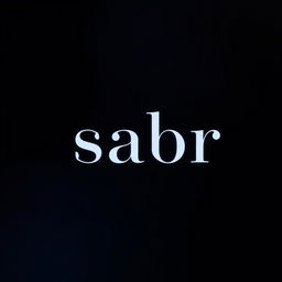 A sleek and moody representation of the word 'sabr' using dark, rich colors like deep blues, blacks, and dark purples for the background