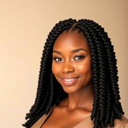 A beautiful black woman with her hair styled in elegant two-strand twists