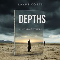 A book cover for 'Depths' featuring a solitary figure standing in a desolate landscape, capturing the essence of emotional weight and introspection