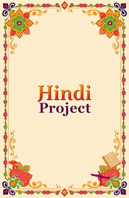 A beautifully designed cover page for a Hindi project, featuring an elegant border with intricate patterns inspired by traditional Indian art