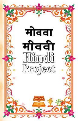 A beautifully designed cover page for a Hindi project, featuring an elegant border with intricate patterns inspired by traditional Indian art