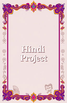 A beautifully designed cover page for a Hindi project, featuring an elegant border with intricate patterns inspired by traditional Indian art