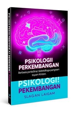 A book cover design titled 'Psikologi Perkembangan Berbasis Pendidikan Agama Kristen', featuring a vibrant neon color scheme