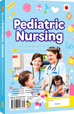 A unique and vibrant cover design for a pediatric nursing practical book targeted towards university students