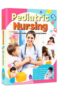 A unique and vibrant cover design for a pediatric nursing practical book targeted towards university students