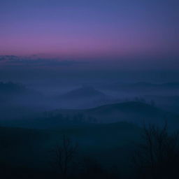 A somber and atmospheric background design for a music track cover, featuring a dark, misty landscape