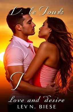 A captivating 18+ romance novel cover featuring a handsome man and a beautiful woman in a warm embrace