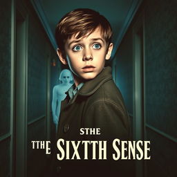 A retro 1950s-style poster for "The Sixth Sense" featuring Cole Sear, a 12-year-old boy with short brown hair, dressed in a vintage 1950s coat and shirt