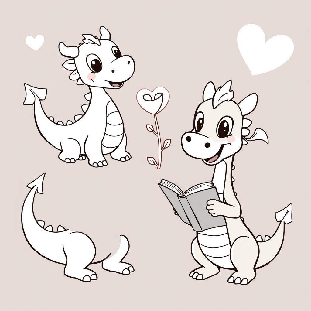 Vector illustrations of animated dragons, suitable for children, featuring a playful and friendly demeanor