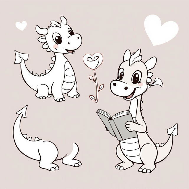 Vector illustrations of animated dragons, suitable for children, featuring a playful and friendly demeanor