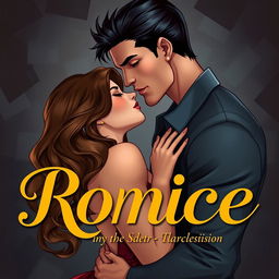 A romantic cover illustration featuring a couple in an intimate embrace