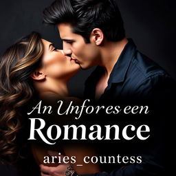 A captivating romance cover featuring a couple in a passionate embrace against a dark background