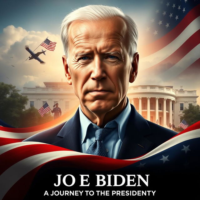 A captivating movie poster for a fictional biopic titled 'Joe Biden: A Journey to the Presidency'