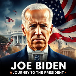 A captivating movie poster for a fictional biopic titled 'Joe Biden: A Journey to the Presidency'