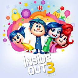 An imaginative and colorful movie poster for 'Inside Out 3', the next installment in the beloved Pixar series