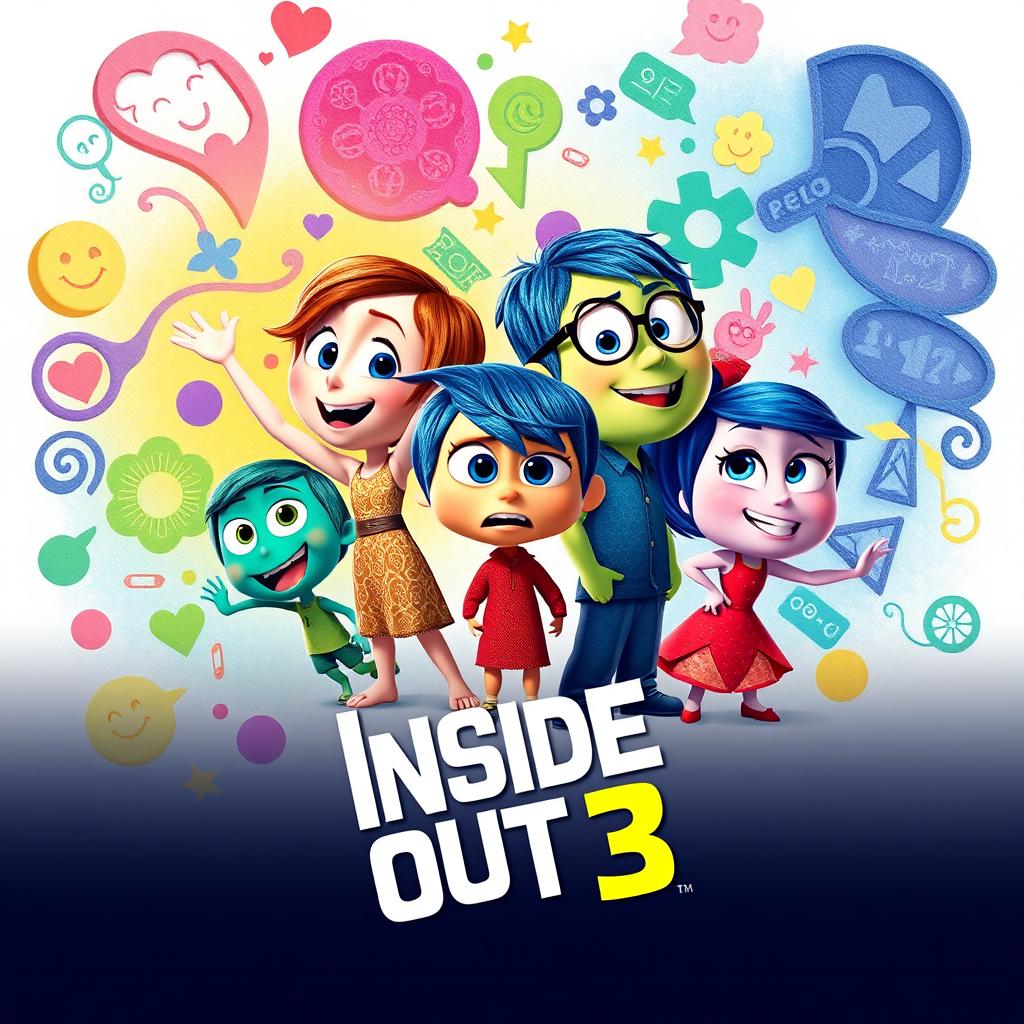 An imaginative and colorful movie poster for 'Inside Out 3', the next installment in the beloved Pixar series