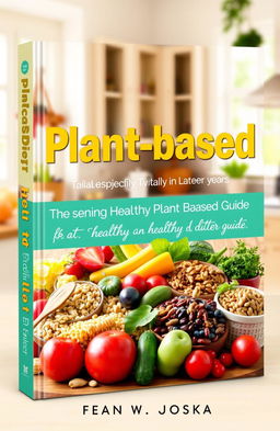 A vibrant and inviting book cover for a plant-based diet guide tailored specifically for seniors