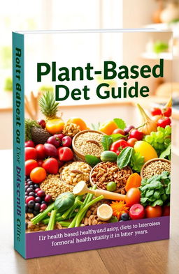 A vibrant and inviting book cover for a plant-based diet guide tailored specifically for seniors