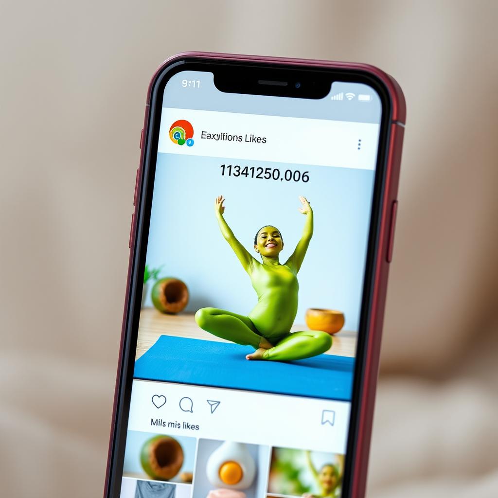 A realistic smartphone displaying a video on its screen featuring a feminine avocado gracefully performing yoga poses