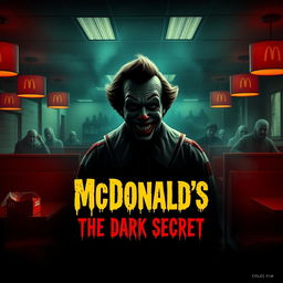 A chilling and creatively eerie movie poster for a horror film titled 'McDonald's: The Dark Secret'