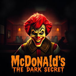 A chilling and creatively eerie movie poster for a horror film titled 'McDonald's: The Dark Secret'