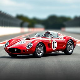 A stunning hybrid race car design merging the classic features of a 1955 Maserati 200SI with the sleek elements of a Ferrari 860