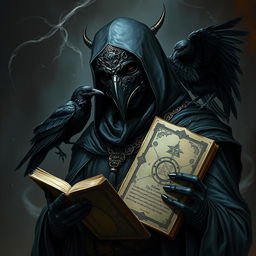 A Shadar-Kai dark priest depicted in a Dungeons & Dragons style, embodying the somber and enigmatic essence of the Raven Queen