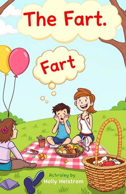 A whimsical and humorous illustration that depicts the essence and hilarity of a short story titled 'The Fart' by Holly Helstrom