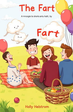 A whimsical and humorous illustration that depicts the essence and hilarity of a short story titled 'The Fart' by Holly Helstrom