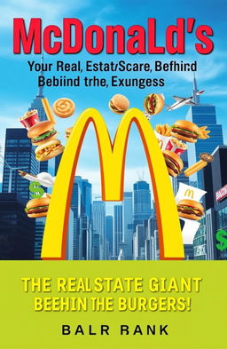 A visually striking book cover for "McDonald's: The Real Estate Giant Behind the Burgers!" designed to evoke the powerful brand presence of McDonald's