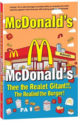 A vibrant and eye-catching book cover for 'McDonald's: The Real Estate Giant Behind the Burgers!' featuring classic McDonald's design elements